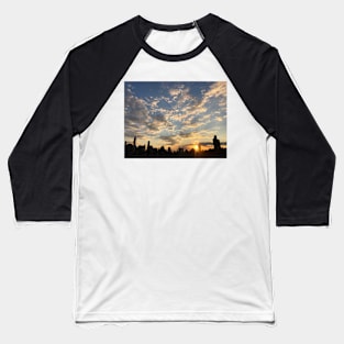 New York City Rooftop Skyline Baseball T-Shirt